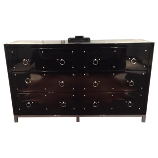 Worlds Away Black Studly 6 Drawer Studded Dresser For Sale