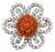 Vintage 1950s Signed Kramer Carved Faux-Coral & Clear Rhinestone Brooch For Sale