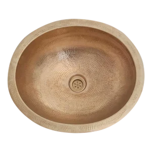 Oval Drop In Under Mount Unlacquered Brass Sink for Bathroom