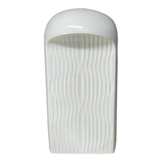 Furstenberg White 70s Op Art Deco Style Vase For Sale