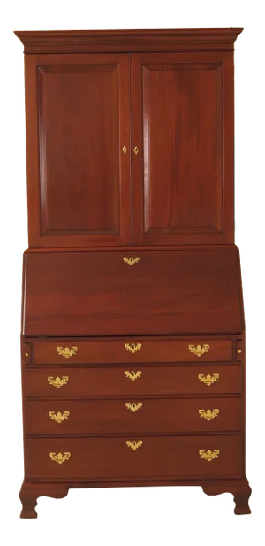 1990s Chippendale Craftique Blind Door Mahogany Secretary Slant Front Desk