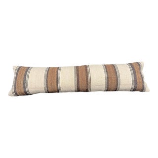Turkish Hemp Pillow Cushion Natural Beige Brown Cushion Cover 12"x46" For Sale
