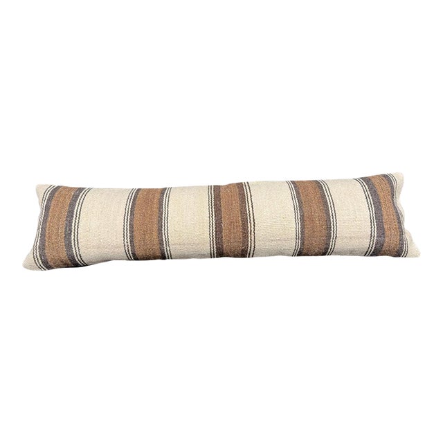 Turkish Hemp Pillow Cushion Natural Beige Brown Cushion Cover 12"x46" For Sale