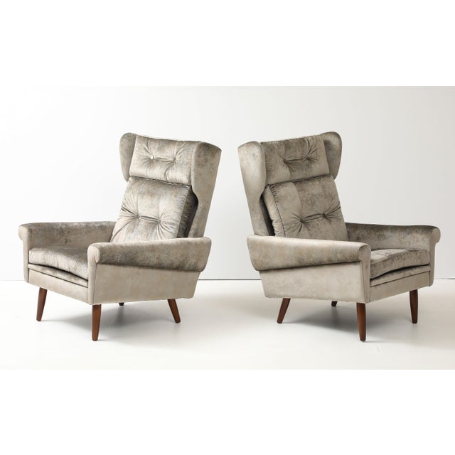 Gray Svend Skipper High Back Lounge Chairs in Barbara Barry Couture Fabric For Sale - Image 8 of 12