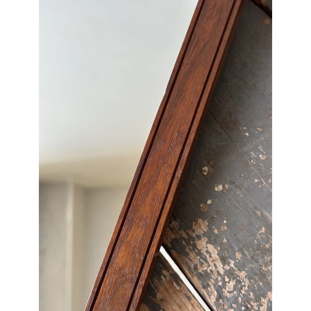 Antique Walnut Cross-Hatch Framed Mirror With Porcelain + Brass Cabochon Details, Circa Early 20th Century For Sale - Image 12 of 13