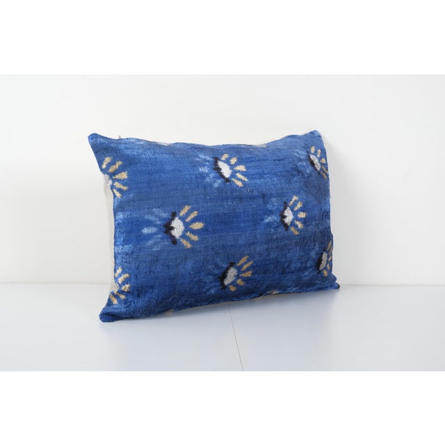 Blue Ikat Velvet Lumbar Pillow Cover 16'' X 24'' -Luxurious cushion cover of handloomed ikat fabric -Insert is NOT...