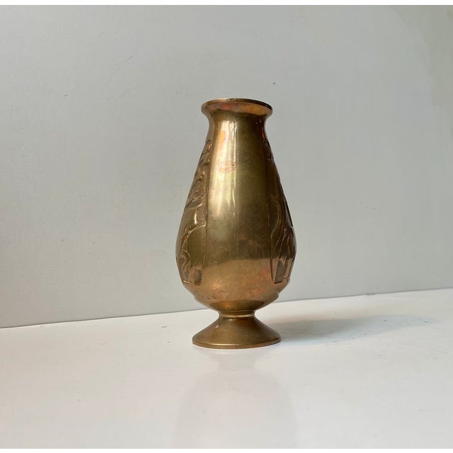 1950s Art Deco Style Relief Vase in Bronze, 1950s For Sale - Image 5 of 8