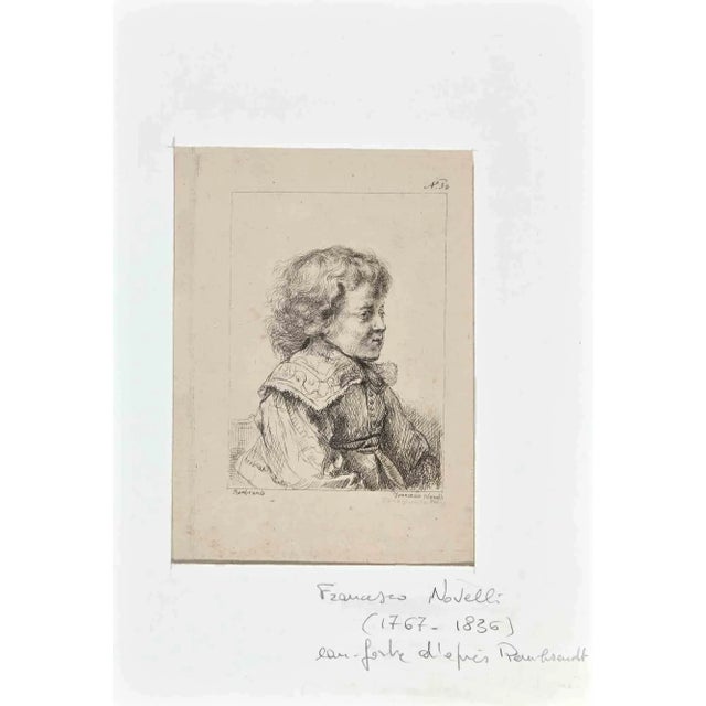 Portrait is an original Etching realized in the Early 19th Century after Rembrandt by Francesco Novelli (1767-1836)....