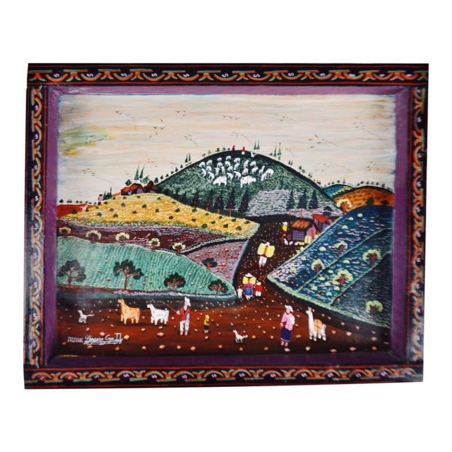 Vintage Framed Folk Art Painting on Vellum Artist Signed Chairish