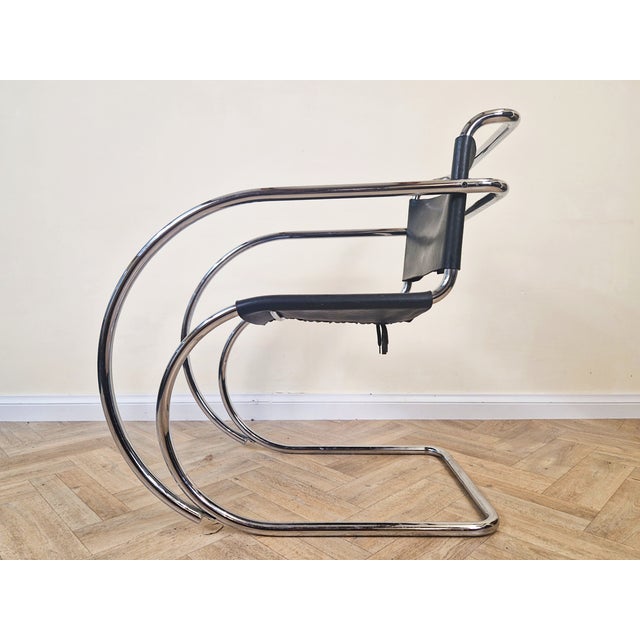 Thonet Leather and Chrome MR20 Chair by Mies Van Der Rohe for Thonet, 1950s For Sale - Image 4 of 7