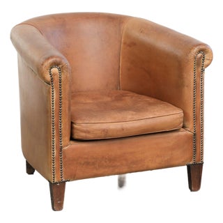 Vintage Sheepskin Club Armchair For Sale