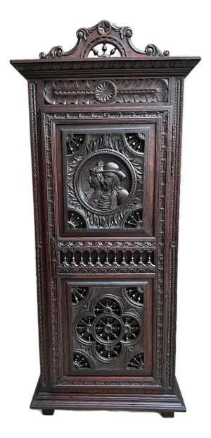 Antique French Breton Cabinet Armoire Carved Crown Brittany Wardrobe C1890