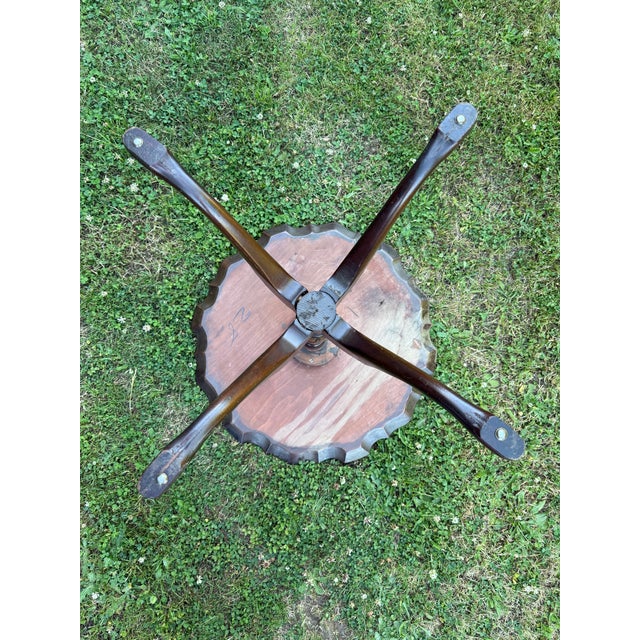Vintage Mahogany Carved Base Side Table For Sale In Portland, OR - Image 6 of 12