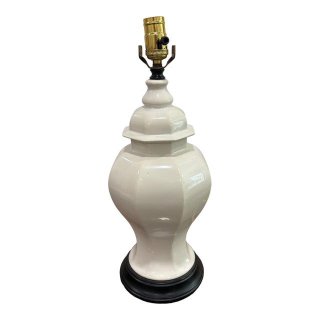 Vintage Off White Octagonal Lamp For Sale