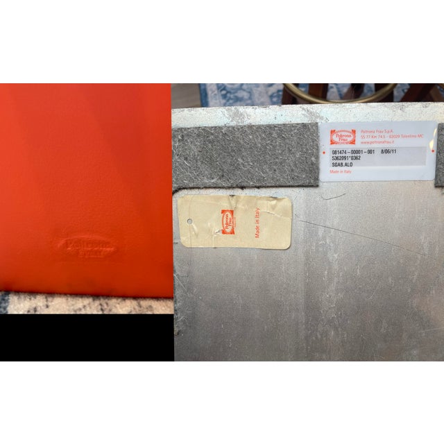 Metal Genuine Poltrona Frau Alo Leather Bar Stool, Counter Height, Orange Leather, Contemporary For Sale - Image 7 of 8