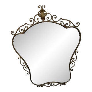 Vintage Mercury Glass Mirror With Metal Frame For Sale