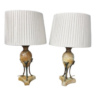 French Alabaster Table Lamps, Set of 2 For Sale