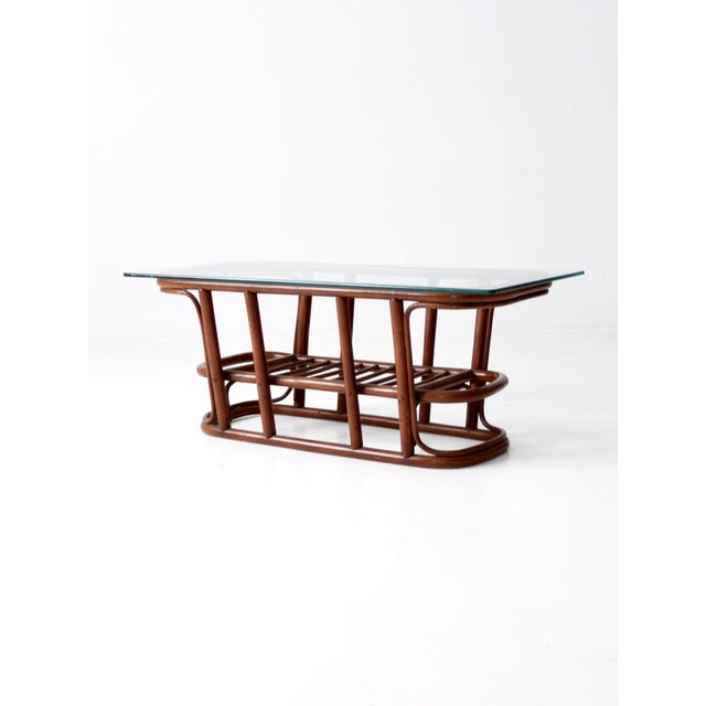 Mid-Century Rattan Coffee Table For Sale - Image 4 of 14