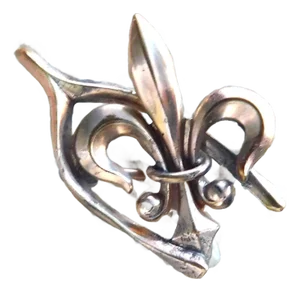 Antique Victorian Gold-Filled Fleur De Lis and Wishbone Watch Pin