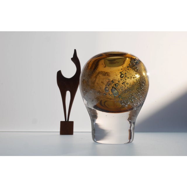 Goldenrod Mid-Century Scandinavian Modern Finnish Art Glass Vase by Heikki Orvola, 1974 For Sale - Image 8 of 11