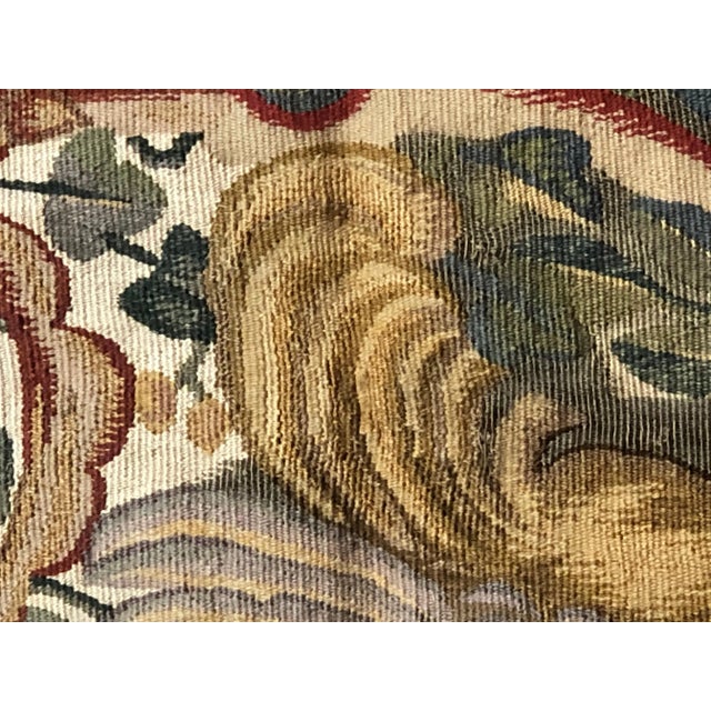 18th Century Small Fruit and Floral Green Yellow Red Tapestry, 1780s For Sale - Image 10 of 14