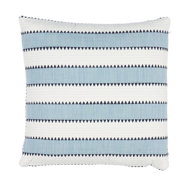 Schumacher Schumacher Isolde Stripe 18" Pillow in Sky For Sale - Image 4 of 4