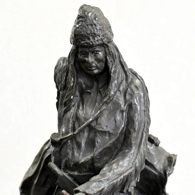 Late 20th Century Bronze Buffalo Signal Sculpture After Frederic Remington on Marble Base For Sale - Image 5 of 13