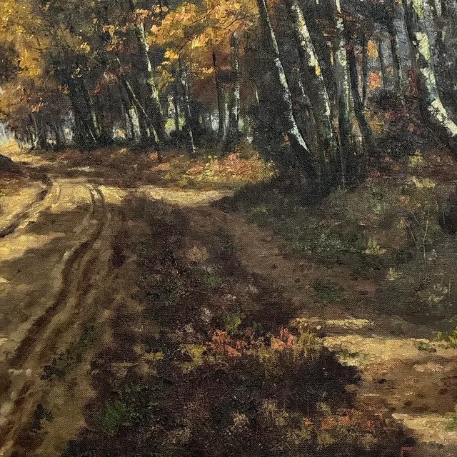 Forest Green Antique Framed Oil Painting on Canvas by Jan Van Genesen (1887-1945) For Sale - Image 8 of 15