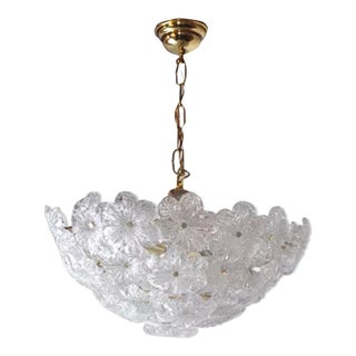 1970s Frosted Murano Glass Mazzega Chandelier, Italy For Sale