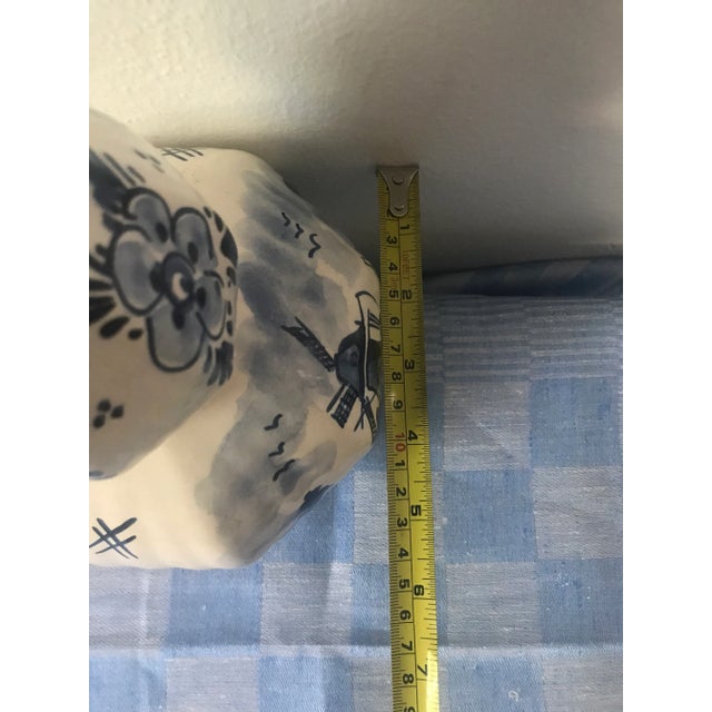 Ceramic Vintage Hand Painted Delft Windmill Gourd Vase For Sale - Image 7 of 9
