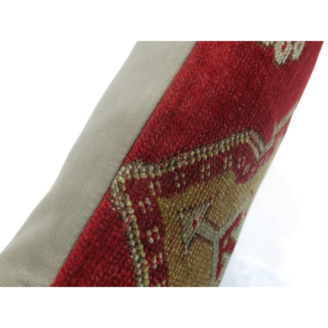 Rustic Zabihi Collection Large Floor Size Red Turkish Rug Pillow For Sale - Image 3 of 5