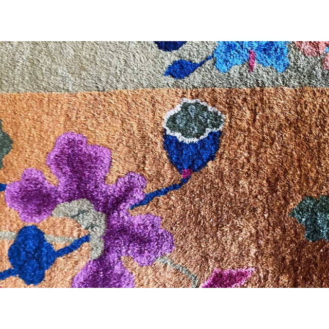 Gold Antique Art Deco Chinese Rug, 2' X 4' C-1920, Imperial Garden. #17605 For Sale - Image 8 of 11