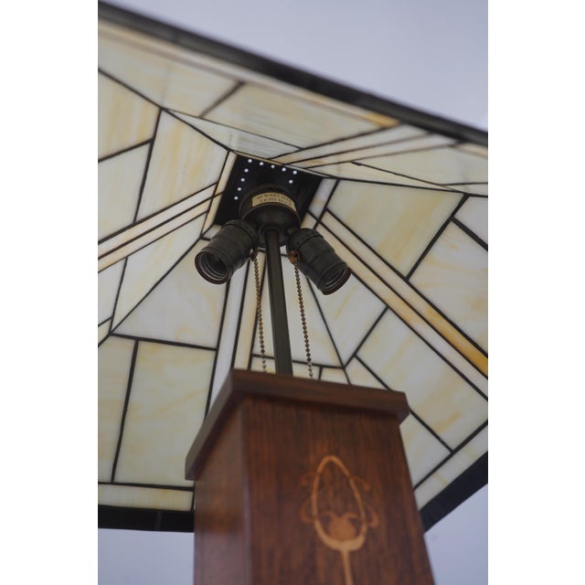 Stickley Harvey Ellis Mission Oak Slag Glass Lamp For Sale - Image 9 of 11
