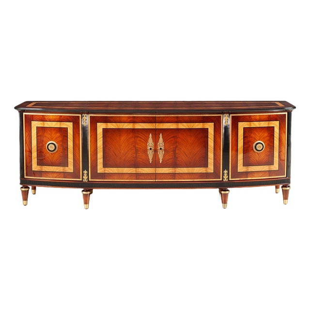 Rosewood and Oak Burl Sideboard With Black Lacquer Accents For Sale