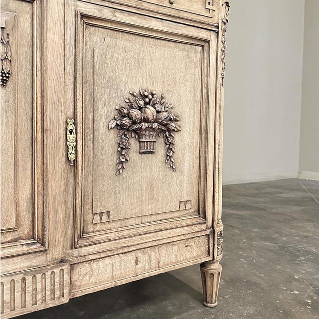 Antique French Louis XVI Marble Top Step-Front Buffet in Stripped Oak For Sale - Image 13 of 18