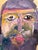 This is a signed portrait painting done in an outsider, folk art, expressionist style. it is signed in Hebrew, also marked...