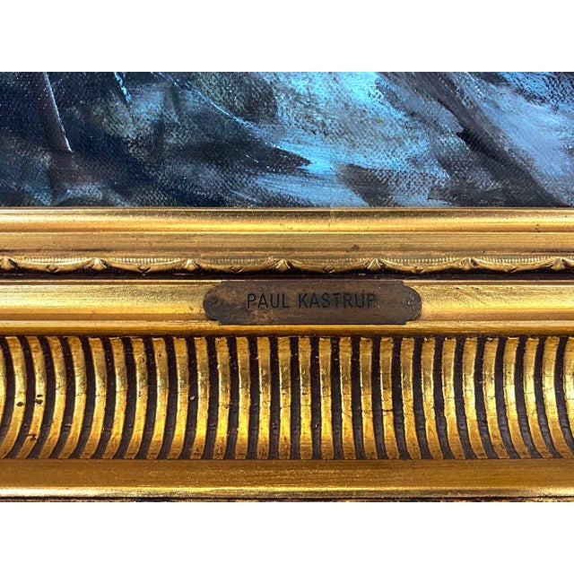 Mid-Century Modern Mid 20th Century Modern Impressionist Scandinavian Village Painting Signed in Fluted Cove Frame For Sale - Image 3 of 6