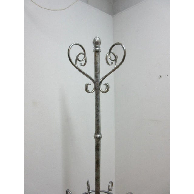 Vintage French Regency Scrolled Cast Iron Metal Umbrella Stand Clothes Tree Rack For Sale In Philadelphia - Image 6 of 9