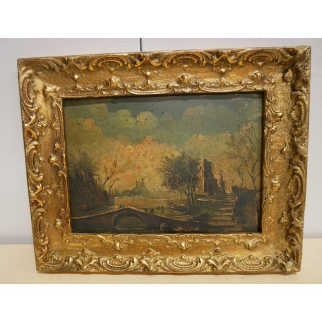 River Landscape. Antique Oil Painting Antique oil painting on copper, 19th century The painting depicts a lake/river scene...