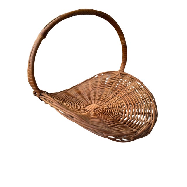1960s Vintage French Flower Gathering Wicker Basket For Sale - Image 5 of 8
