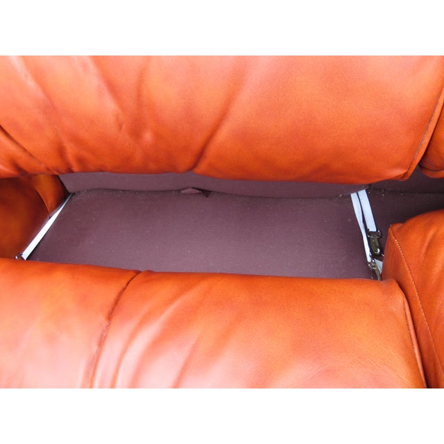 Vintage Genuine Leather 2 Seater Sofa Loveseat W/ Footstool Ottoman Bench ~ MCM For Sale - Image 10 of 15