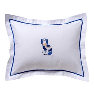 Blue Staffordshire Style Dog Boudoir Pillow Cover, Embroidered For Sale