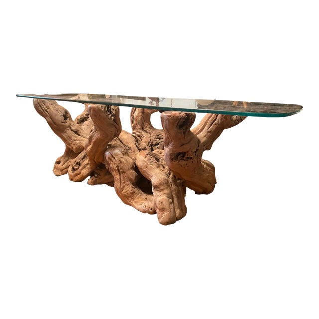 1960s Mid Century Burl Wood Coffee Table For Sale