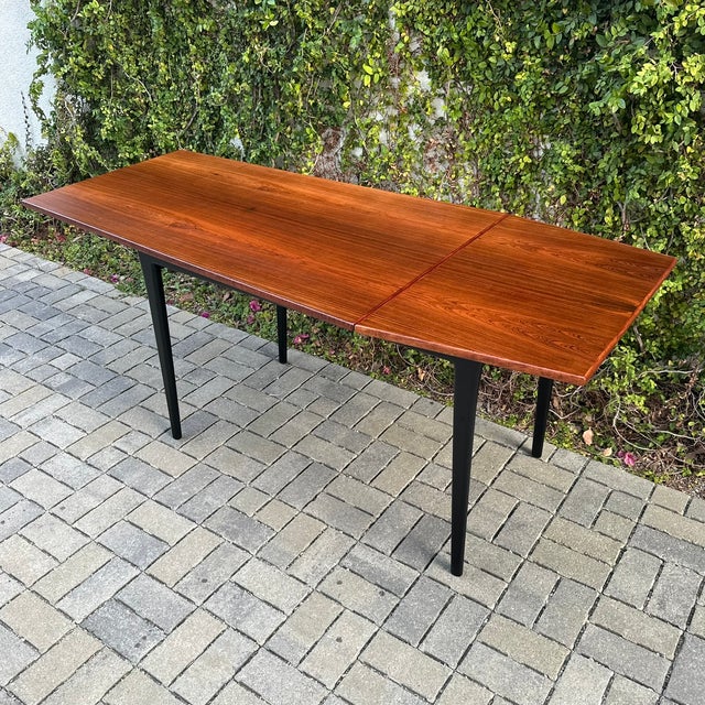 1970s Restored Danish Modern Rosewood Drop Leaf Expandable Writing Desk For Sale In Los Angeles - Image 6 of 9