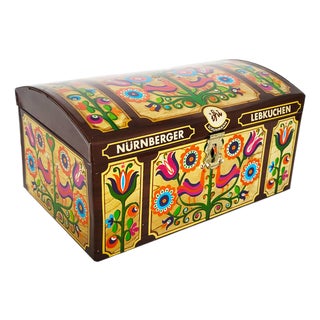 Large Mid-Century Modern Tin Gingerbread Box, Nuremberg, 1950s For Sale