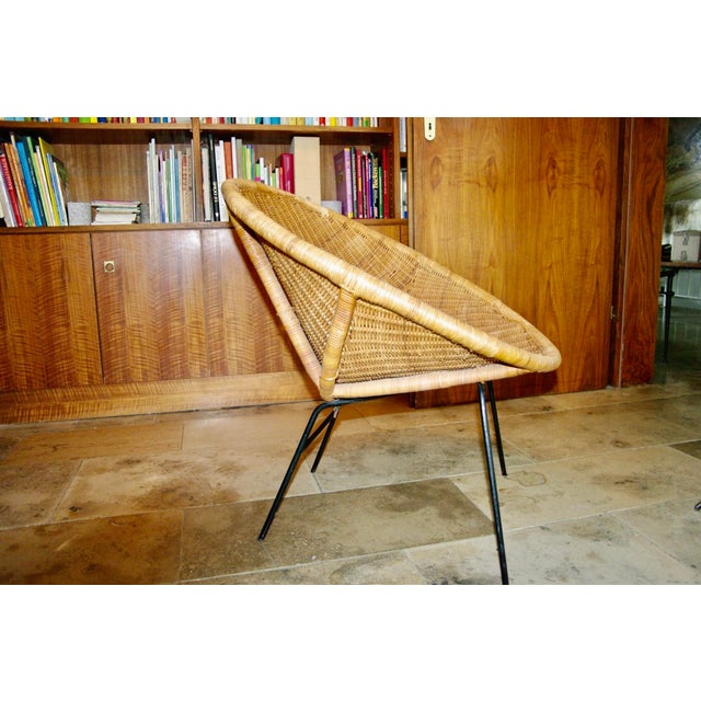 Paul Mac Cobb wicker armchair made in the USA in the 1950s, in good condition This piece is attributed to the mentioned...