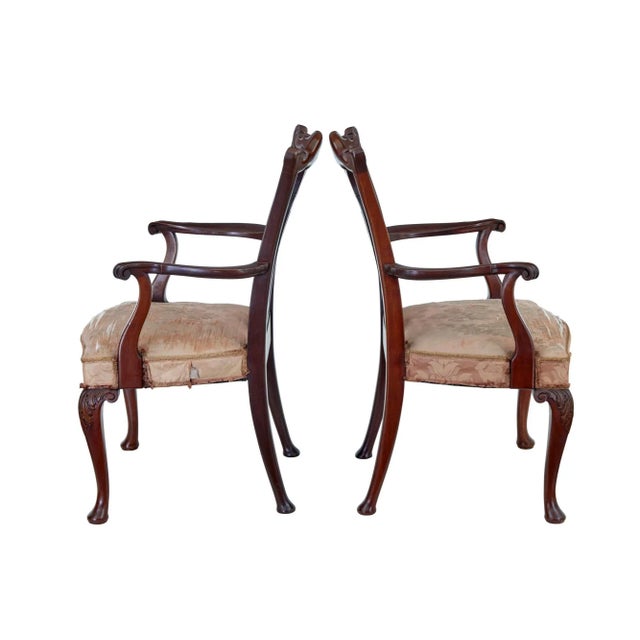 Brown Set of Early 20th Century Chippendale Revival Armchairs, 1920s For Sale - Image 8 of 9