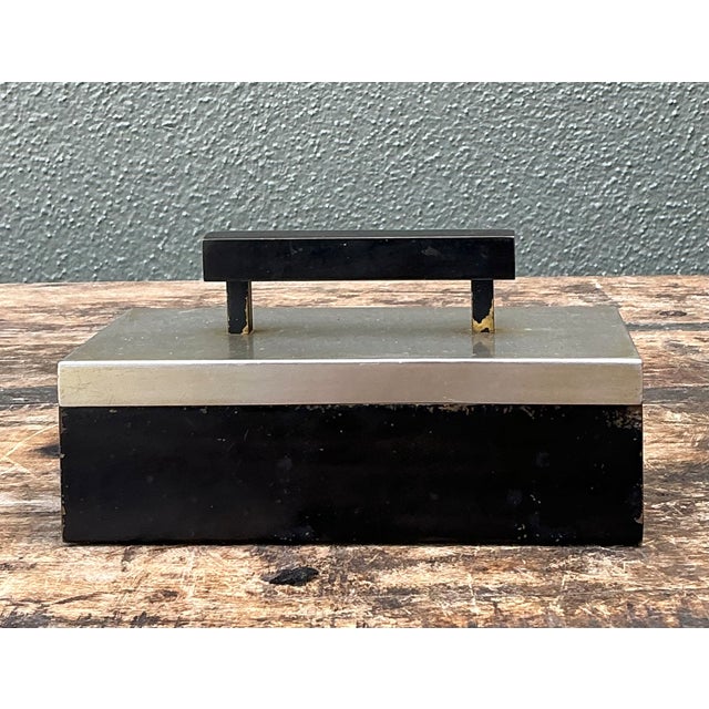 Wood Vintage Metal and Wood Lidded Box For Sale - Image 7 of 12