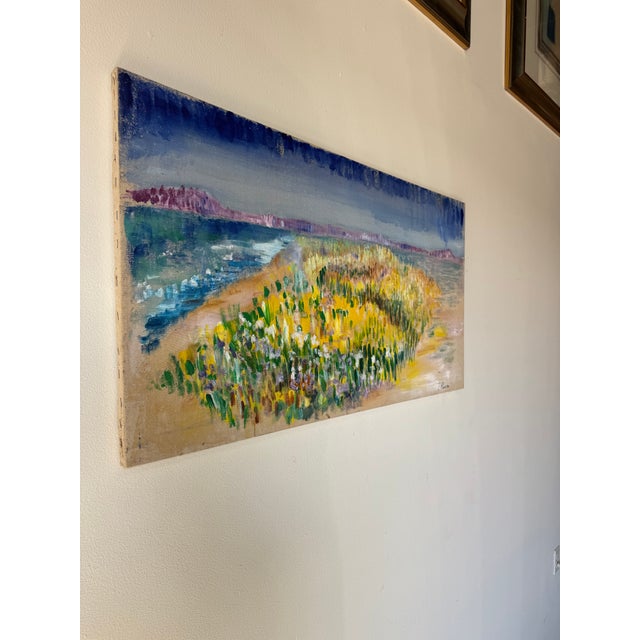 Striking vintage Impressionist seascape oil painting by DRUSSO, executed on canvas and presented unframed. This...