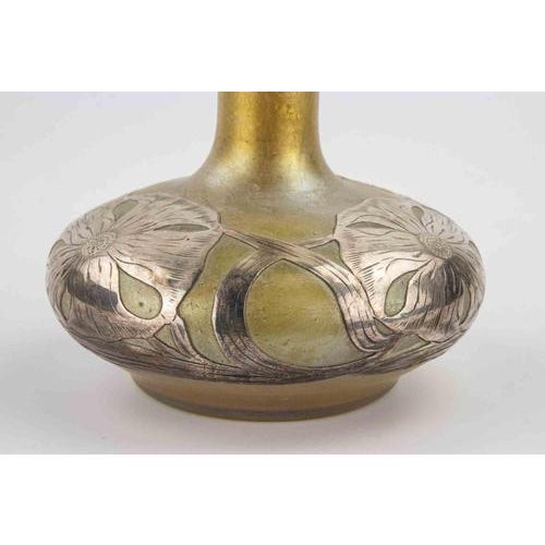 Art Nouveau Glass Vase with Silver Overlay from Loetz, Austria For Sale - Image 3 of 6
